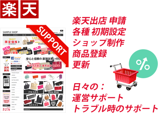 楽天市場への出店（相談・制作・販売促進・トラブル対応）をサポート